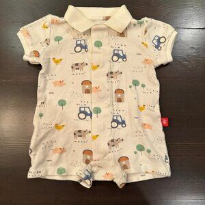 ✨ Magnetic Me Certified Organic Baby Romper - Onesie | Farm Print | 0–3 Months ✨